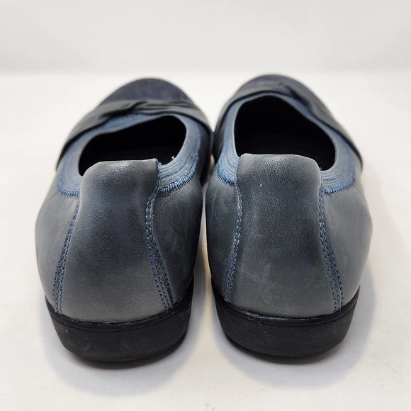 Aravon Womens Andrea Blue Leather Ballet Flats Slip On Shoes 6.5 B Arch Support - Picture 7 of 9